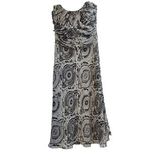 White House Black Market Strapless Dress Women's 2 Black White Formal Cocktail